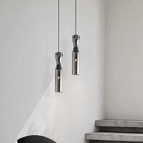Luminaire suspendu cuisine en verre noir et laiton pour îlot central