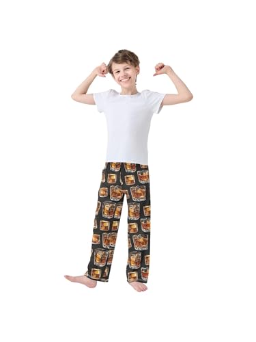 ZZKKO Whisky Glass Black Boys Pants for Kids Jogger Pants with Pockets S3