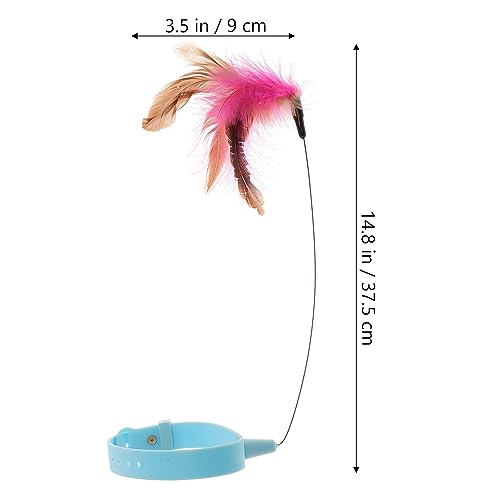 iplusmile Cat Feather Teaser Toys, Interactive Cat Feather Collar Funny Stick with Bell Replaceable Collar Kitten Teaser for Play - Image 2