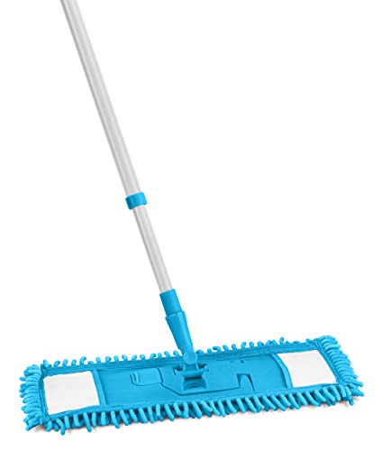 DLUX Pro-Kleen Balai à franges chenille super absorbant avec manche extensible pour sols stratifiés et carrelages en microfibre