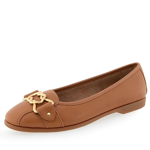 Ballerines plates Bia femme marron en cuir taille 39 chaussures