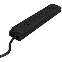 Vari Power Strip 10 Foot - Black Extension Cord with Multiple Outlets & Power Surge Protection - Outlet Extender with 6 Plug in Points - Office Desk Accessories