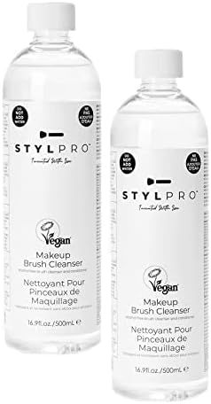 STYLPRO Makeup Brush Cleanser (2x 500ml bottles), Makeup Brush Cleaning Liquid to use with our Award Winning Makeup Brush Cleaner and Dryer Machine, Cleans Oily Makeup From Makeup Brushes