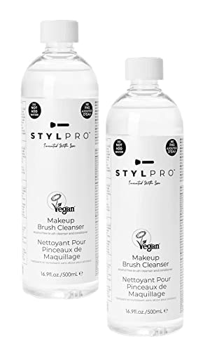 STYLPRO Veganer Pinselreiniger – Makeup Brush Cleaner 2x 500ml – Tiefenreinigung für Schminkpinsel – Make-up Pinselreiniger, Pinselseife, Make Up Brush Cleanser