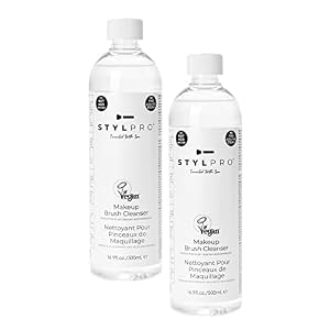 STYLPRO Makeup Brush Cleanser (2x 500ml bottles), Makeup Brush Cleaning Liquid to use with our Award Winning Makeup Brush Cleaner and Dryer Machine, Cleans Oily Makeup From Makeup Brushes