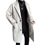 [YJSO] コート メンズ ロングコート 冬用 チェスターコート 中綿 暖かい ロング丈 通勤 紳士服 冬コート 防寒 防風 暖かい あったか オシャレ 大きいサイズ カジュアル おしゃれ 秋服 冬服 無地 ビジネスコート オフホワイト裏ボア ラシャコート 秋 冬 XL