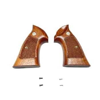 木製トイガングリップ CAW MULE 木製グリップ タナカ パイソン 用 2nd チェッカ メダル