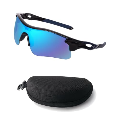 Image of Cycling Goggles for Men & Women | Sports Goggles UV400 Protection | Oversized Sports Sunglasses for Cricket, Running, Driving, Fishing, Hiking & Outdoor Activities (Blue : Blue)