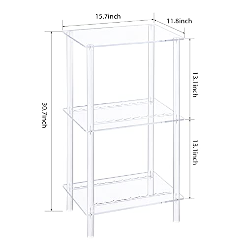 Acrylic Record Player Stand With Separators, 3 Tier Clear Vinyl Record Storage Shelf For Living Room, Bedroom, Holds Up To 100 Albums, Modern, 15.7" L X 11.8" W X 30.7" H #TOP1