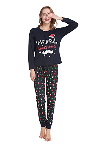 MyFav Matching Christmas Pyjamas for Family Comfy Holiday Sleepwear Xmas Pjs Winter Nightwear for Kid Dad Mom (Blue,Kids,12Y)