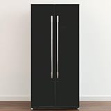 Self Adhesive Vinyl Refrigerator Wrap Texture Black Total Abstract New Stucco Concrete Tar Sandpaper Door Mural Sticker Peel and Stick Removable Door Cover Fridge Wrap Decal for Kitchen Decor