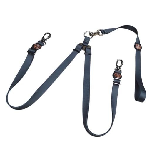 Guia Dupla Passeio Para Cachorro linha Sport Premium (Cinza, G regula de 1,15m a 1,5m com fita na la