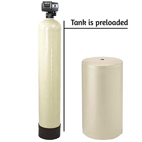Fleck, Almond Fine Mesh Resin Whole House Water Softener System 5600Sxt Digital Meter Grain-Includes Valve & Brine Tank With Safety Float (64K 1 Inch Bypass #TOP1