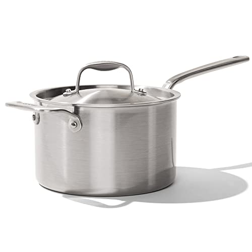 Made In Cookware 4 Quart Stainless Steel Saucepan with Lid 5 Ply Stainless Clad Sauce Pan