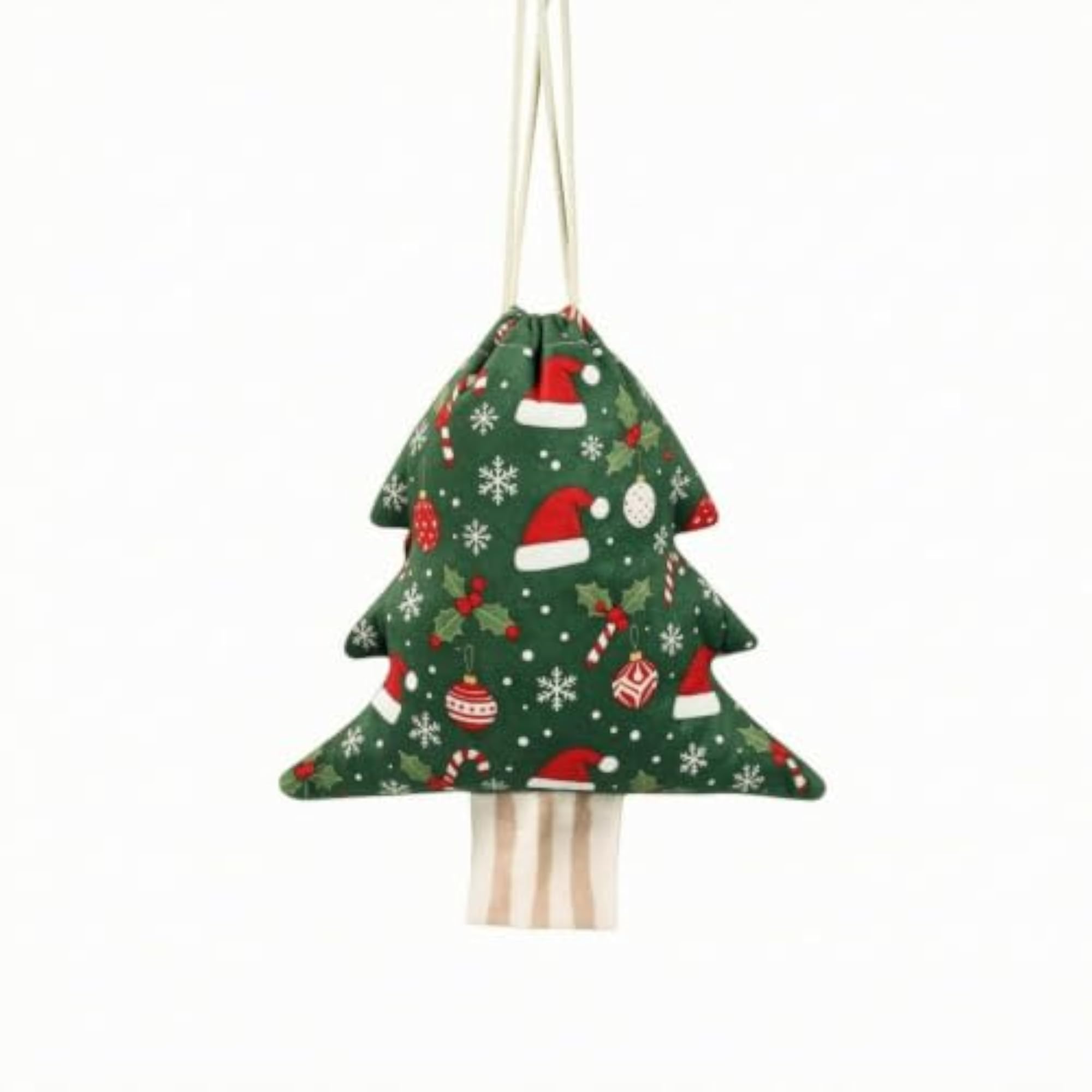 Christmas Tree-Shaped Drawstring Bag, Red Hat