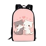 Ystardream Cute Cat School Backpack for Teen Girls Kawaii Bookbag Large for School Office Lightweight Outdoor Travel Mountaineering Bag