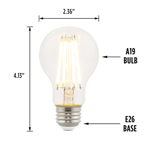 Image of Westinghouse 5167200 8 Watt (75 Watt Equivalent) A19 Dimmable Clear Filament LED Light Bulb, Medium Base