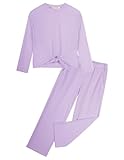 GRACE KARIN Tween Girls 2 Piece Pullover and Trousers Sweatsuit Sets Size 12 Fashion Girls Two Piece Purple Sweatsuits