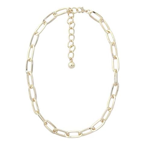 NTLX 14K Gold Plated Paperclip Chain Necklace for Women – Elongated Link Chain - Paperclip Chain – Fashion Statement Necklace - Gift Box Included (Gold) Cover