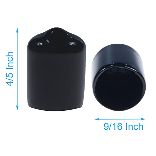 Image of Acocony 9 /16 Inch Rubber Cap (14.30 mm) Round Black Pack of 12 | PVC Rubber End Caps Dustproof, Protective & Aesthetic Flexible Covers for Tubing, Pipes, Poles, Bolts & More