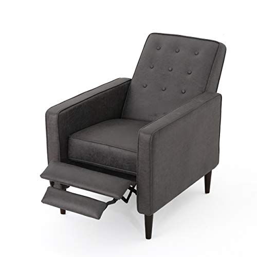 Christopher Knight Home Mervynn Mid-Century Modern Microfiber Recliners, 2-Pcs Set, Slate / Dark Espresso