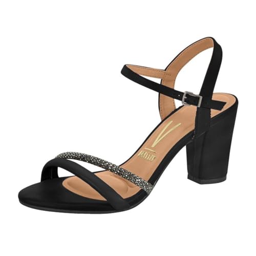 6262.1009 VIZZANO SANDALIA SALTO GROSSO BRILHO (37, Preto)