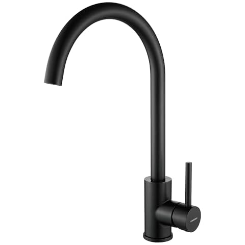 RODDEX Bar Sink Faucet, Swivel One Handle Prep Bar Faucet Modern Stainless Steel High Arc Kitchen Faucets Single Hole Tall Wet Bar Faucets RV Camper Laundry Outdoor Farmhouse Dishwasher, Matte Black Cover