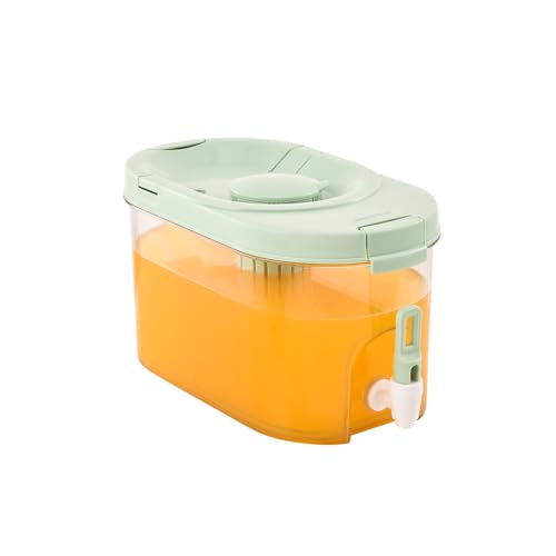 Fridge Drink Dispenser, Cold Water Pitcher Beverage Container with Spigot, Lemonade Stand Tea Juice Jug with Fruit Infuser for Party, Leak-proof, Ease of Cleaning, 1 Gallon