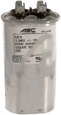 ASC Capacitors X387S-12.5-10-370 Capacitor; Polypro Metallized; Cap 12.5 uF; Tol 10%; Vol-Rtg 370 VAC; QC; Oval; Case A