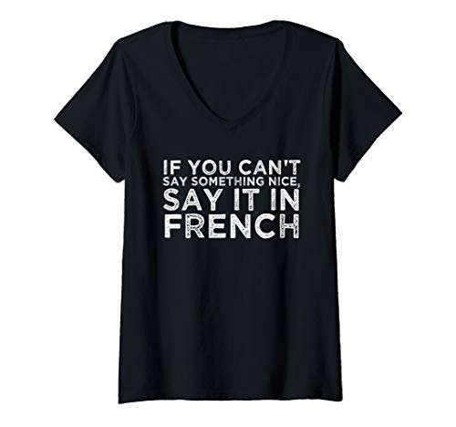 Womens If You Can't Say Something Nice Say It In French Meme Gift V-Neck T-Shirt