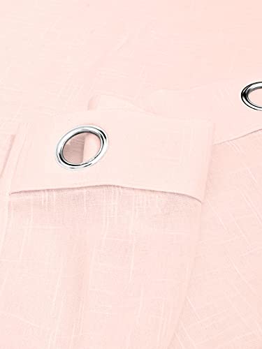 Image of Cotton Linen Solid Curtain with Eyelet Rings,Window Curtains for Pooja Room /Living Room /Dining Hall /Hotel /Bedroom /Kid Room /Kitchen (5 Feet, Baby Pink) Set of 2