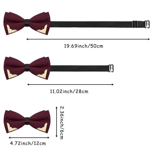 Image of Bow Ties for Men Women Metal Gold Bowtie, Pre Tied Mens Bow Tie Tuxedo Bowties Men for Prom Wedding Party