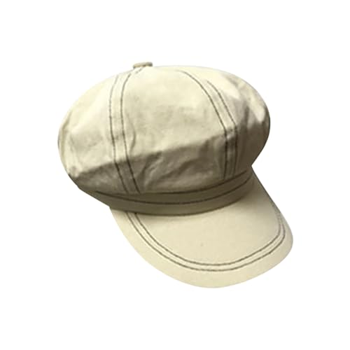 Generisch Robes Femme Printemps / Édition Coréenne, Polyvalent Simple Britannique Vintage Béret avec Lignes Lumineuses, Chapeau de Peintre de Touriste en Plein Air Béret avec Voile, beige, taille