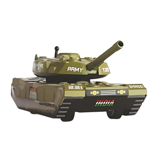 Image of WooZee.. BATTE Tank T-20 Pull-Back Maintenance Free Spring Action Race Kids Toy with REAISTIC Design Army Tank Toy, Multicolor