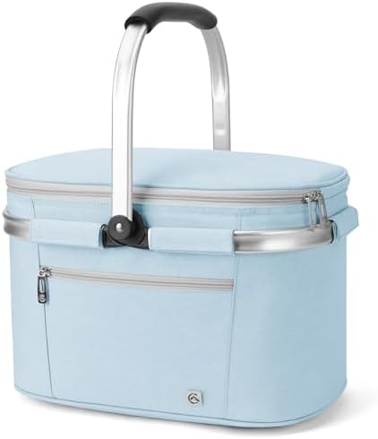 ALLCAMP Faltbar Isoliert Kühltasche - Einkaufskorb | Mit Deckel,leicht zu reinigen, faltbar für Aufbewahrung, Aluminiumfolie，Aluminiumrahmen, für Picknick und Camping,Einkaufen