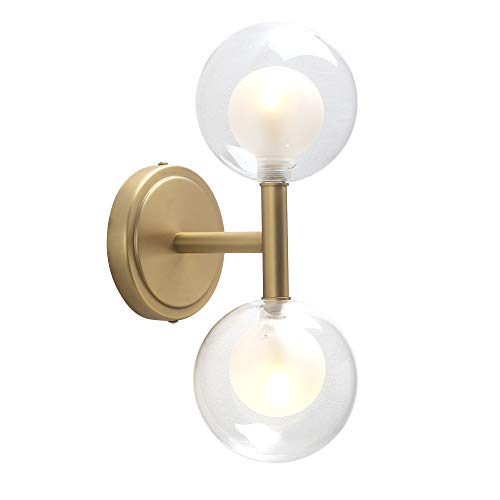 Phansthy Industrial Wall Sconces Set Of Two 2 Lights Sconces Wall Lighting With 4.72" Double Globe Glass Light Shade (Antique Bronze) #TOP7