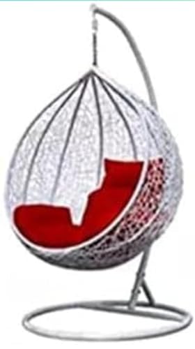 Image of Single Seater Swing Chair with Stand and Cushion Hammock Swing for Adult Outdoor Indoor Garden Living Room Balcony Hanging Chair (White Red)