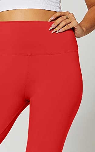 Red Premium Buttery Soft High Waisted Capri Leggings For Women - 5" Wide Band - Workout Leggings For Women Tummy Control - Small - Medium - Sl5-Capri-Red-Sm #TOP4