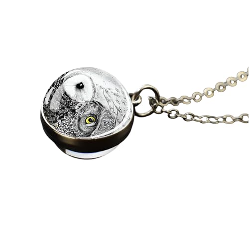 Collier Yin Yang en argent 925 pendentif double face en verre