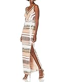 Adrianna Papell Women's Striped Sequin Dress, Metallic Blush, 2