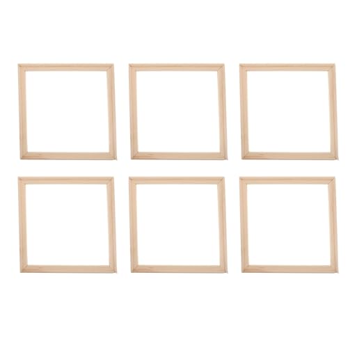 Tofficu Kit de 6 Marcos de Madera Maciza para Lienzo, Cuadros de Pintura al Óleo de 25x25 Cm, Diseño Francés Curvado Delgado, para Manualidades y Decoración de Pared