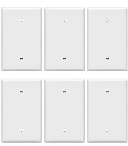 ZEFTV OverSize Blank Wall Plates 1-Gang 5.5" x 3.5" blank Switch Outlet Electrical Cover Plate Unbreakable Thermoplastic Faceplate for Light Receptacle Outlet Switch, White (6 Pack)