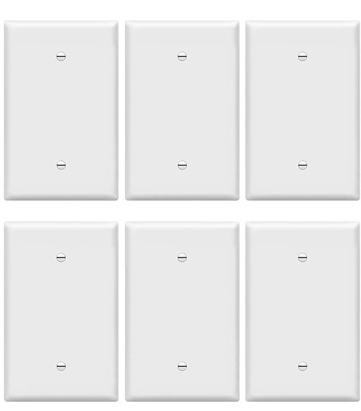 ZEFTV OverSize Blank Wall Plates 1-Gang 5.5" x 3.5" blank Switch Outlet Electrical Cover Plate Unbreakable Thermoplastic Faceplate for Light Receptacle Outlet Switch, White (6 Pack)