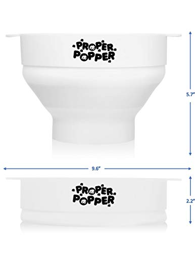 Image of The Original Proper Popper Microwave Popcorn Popper, Silicone Popcorn Maker, Collapsible Bowl BPA Free & Dishwasher Safe - (White)