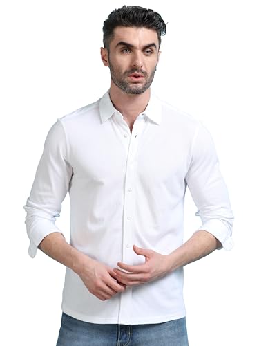 Image of StitchX Men's Cotton Regular Fit Full Sleeve Solid Knitted Shirt