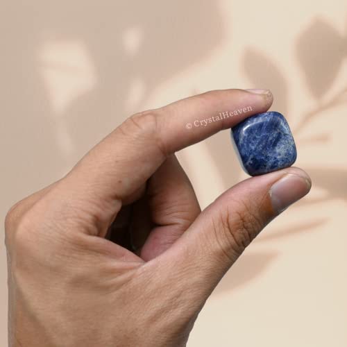 Image of Certified Sodalite Crystal Healing Tumbled Stone, Natural Polished Crystals for DIY Crafts, Manifestation, Meditation, Pooja Feng Shui and Reiki Healing (30 Grams)