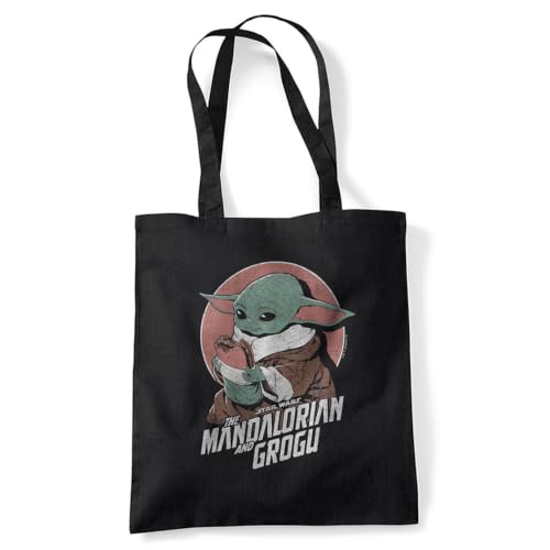 Image of popfunk Mandalorian Grogu Grogu Sandwich Grocery Travel Reusable Tote Bag, Black, 38X42Cm