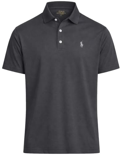 Polo Ralph Lauren Mens Performance Polo Shirts, Rl Black Marble Heather, Medium