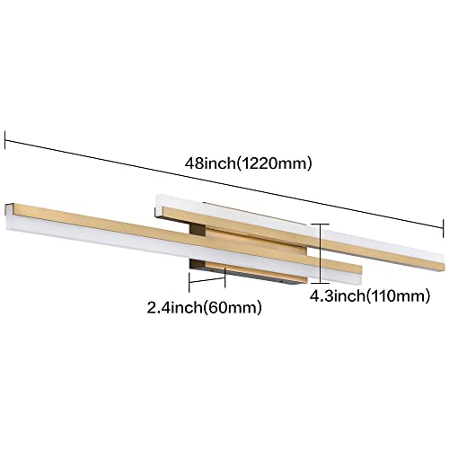 Image of PRESDE 48 inch LED Vanity Light Bar, Modern Brushed Gold Bathroom Light Fixtures Over Mirror