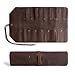 Leather Tool Bag Roll Up, 12 Slot Heavy Duty Tool Roll Bag Organizer, Tool Roll Up Bag, Portable Tool Wrap Roll Bags for Travel, Durable Tool Kit Folding Tool Pouch Roll Up Mechanic Gifts for Men